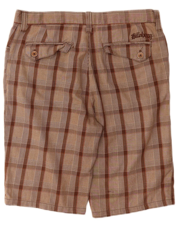 BILLABONG Mens Casual Shorts W32 Medium Brown Houndstooth Polyester