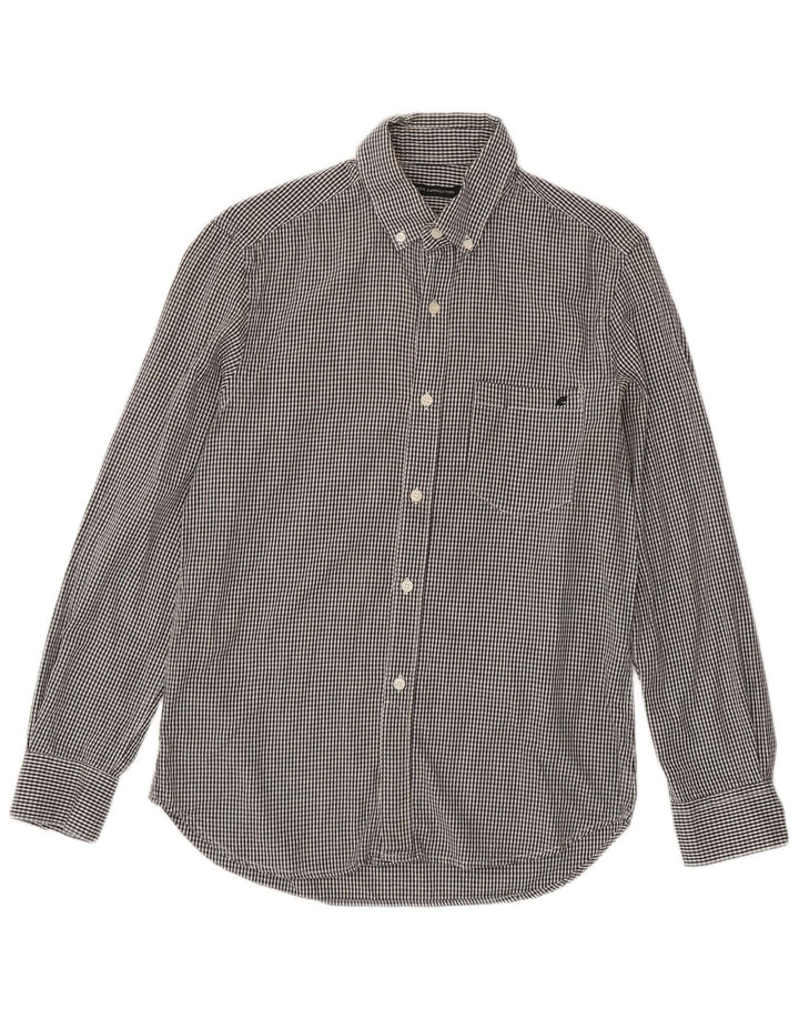 Camicia da uomo French Connection in cotone a quadretti grigio medio