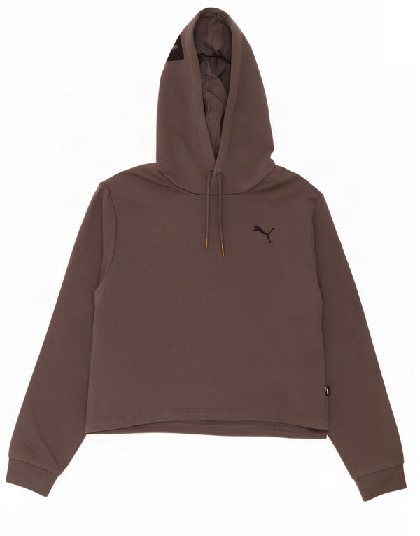Felpa con cappuccio grafica corta da donna Puma UK 10 piccola in cotone grigio