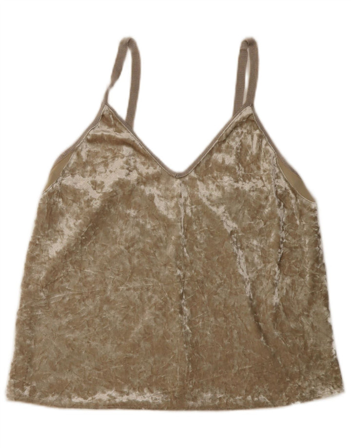 Top corto in velluto da donna Zara, taglia UK 12, beige medio