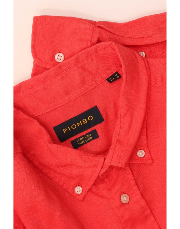 Camicia Uomo Piombo XL Lino Rosso