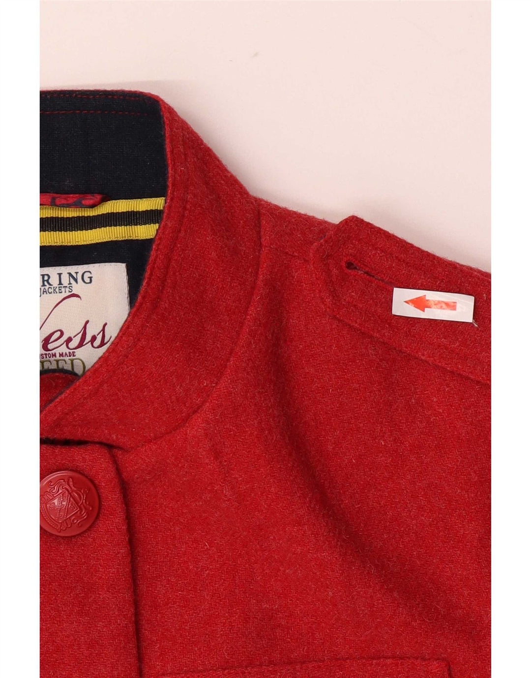 Ness Giacca blazer militare a 4 bottoni da donna UK 10 Small Red Wool