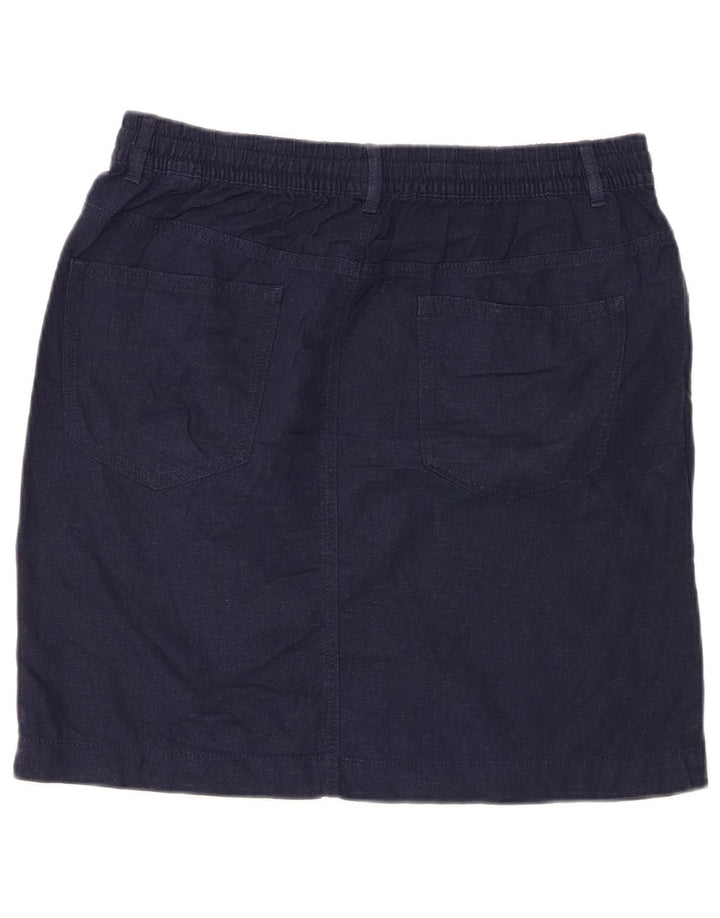 MARKS & SPENCER Womens Mini Skirt UK 14 Large W36  Navy Blue Linen