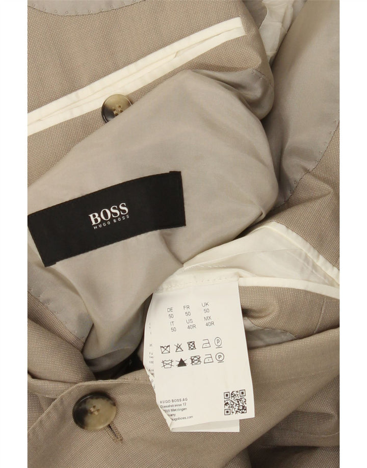 Giacca blazer da uomo a 2 bottoni Hugo Boss EU 50 Large Beige Lana