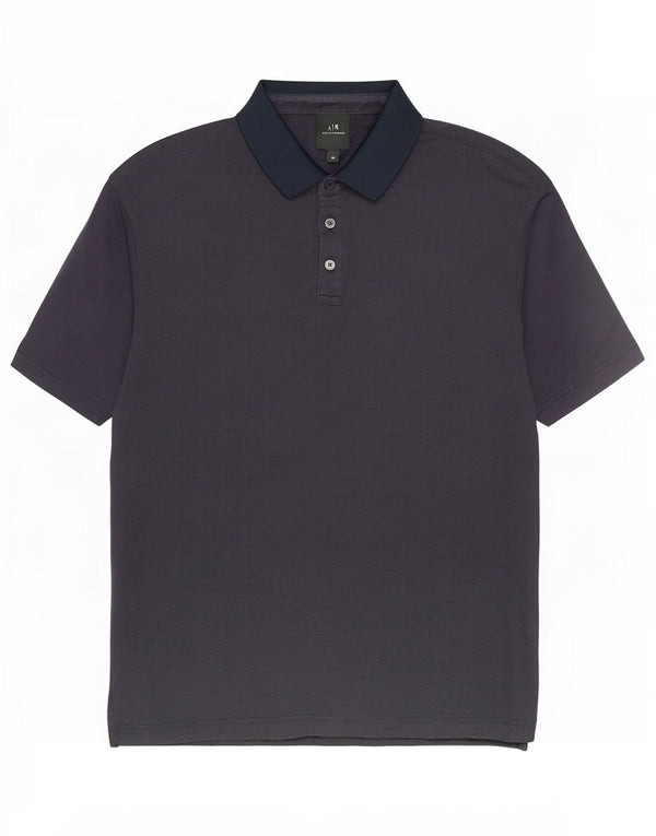 Armani Exchange Mens Polo Shirt Medium Navy Blue Geometric Cotton
