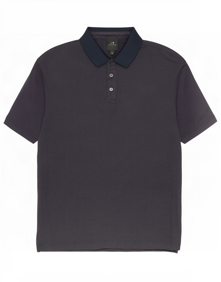 Polo da uomo Armani Exchange in cotone geometrico blu navy medio