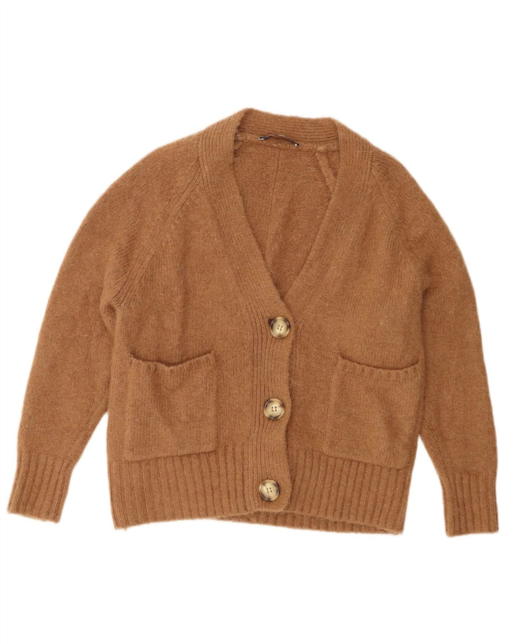 Maglione cardigan oversize da donna Zara UK 10 piccolo marrone