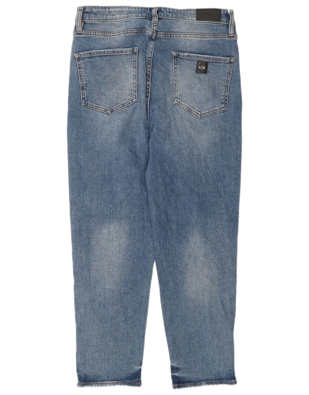 Armani Exchange Uomo Boyfriend Jeans Cropped Distressed W29 L25 Blu