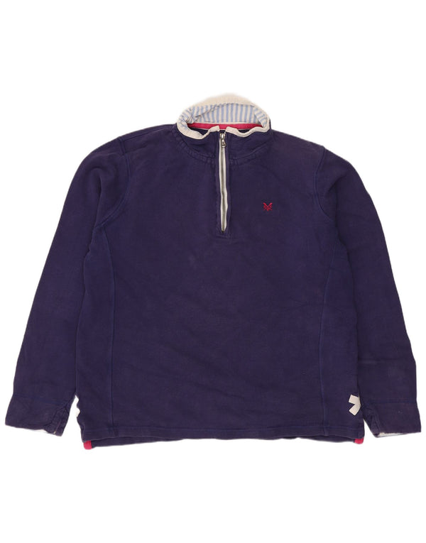 Crew Clothing Felpa da donna con collo con zip, maglione UK 16 grande blu navy