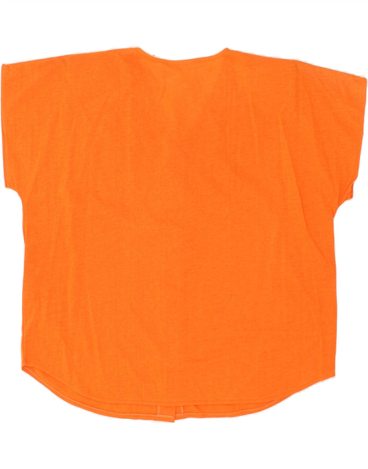 VINTAGE Womens Short Sleeve Shirt EU 42 Large Orange Polyester Vintage Vintage and Second-Hand Vintage from Messina Hembry 