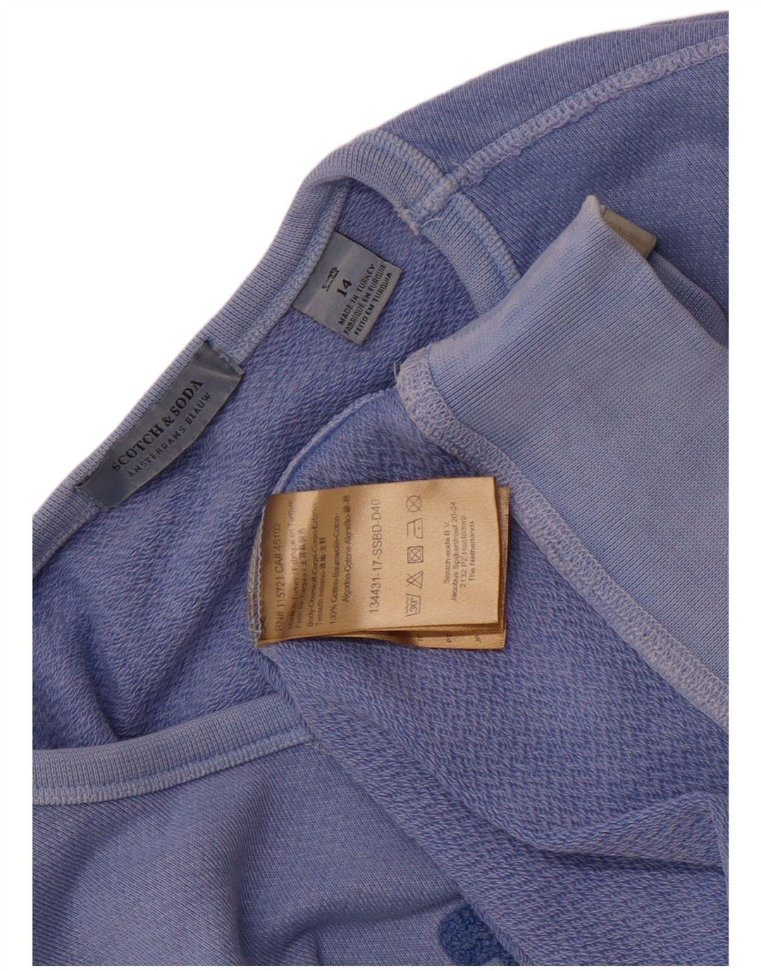 Felpa grafica da donna Scotch & Soda UK 14 Cotone blu medio