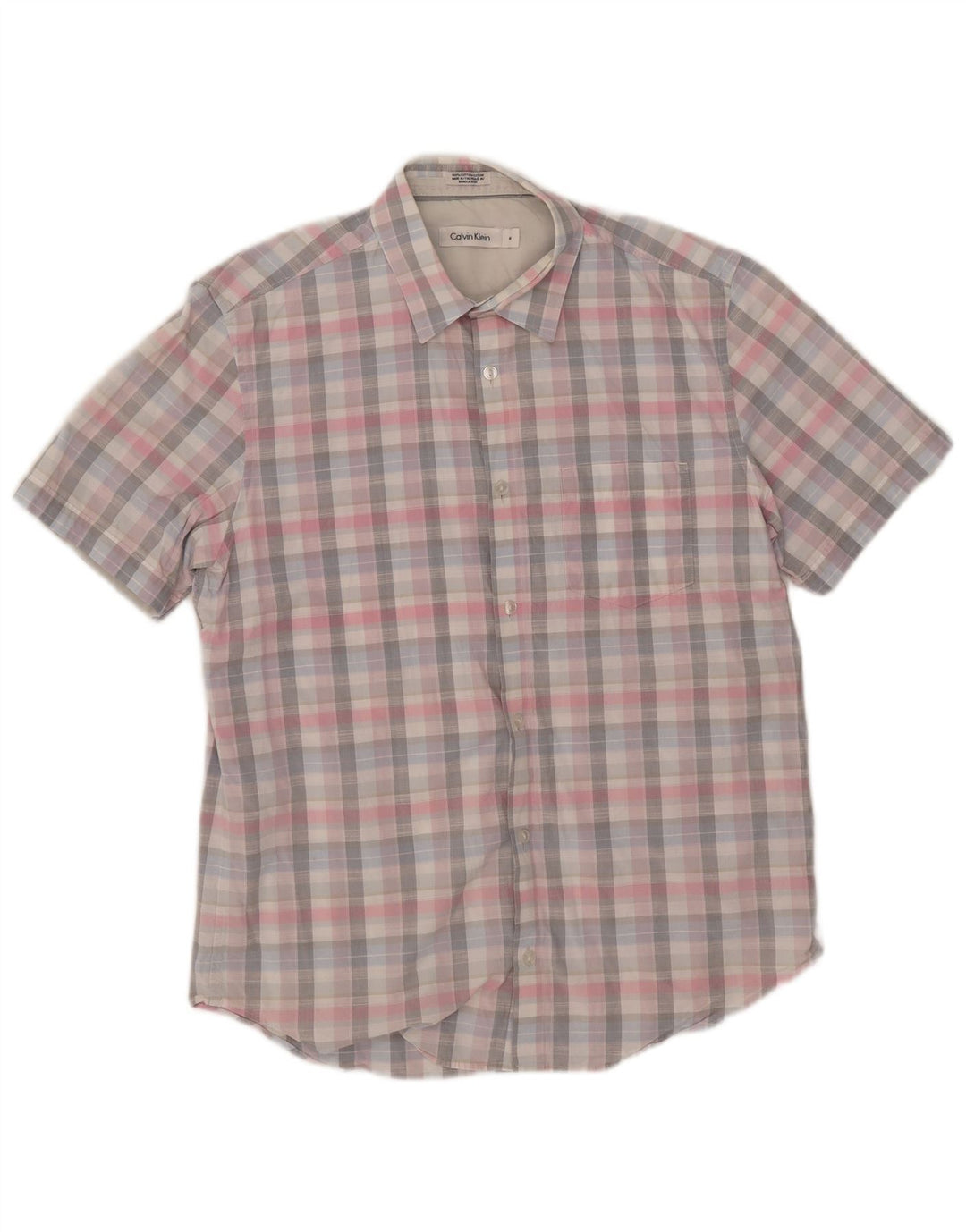 Camicia a maniche corte da uomo Calvin Klein in cotone a quadri multicolore medio