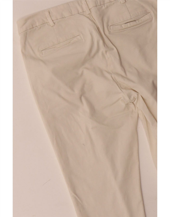 Pantaloni chino slim da donna BENETTON UK 12 medi W32 L28 cotone bianco sporco