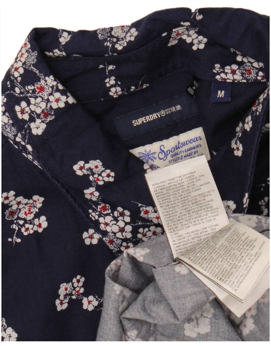Camicia a maniche corte da uomo SUPERDRY in modal floreale blu navy medio