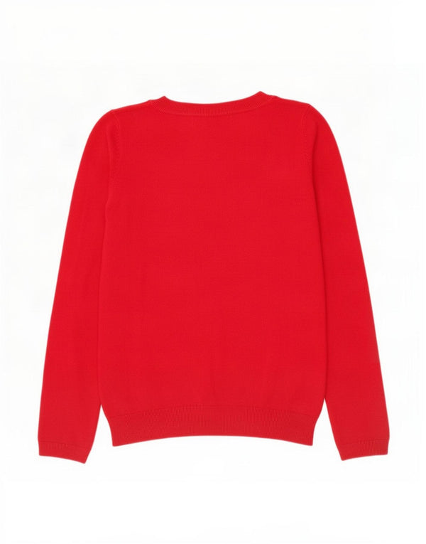 Maglione maglione con scollo a barca da donna Zara UK 14 grande cotone rosso