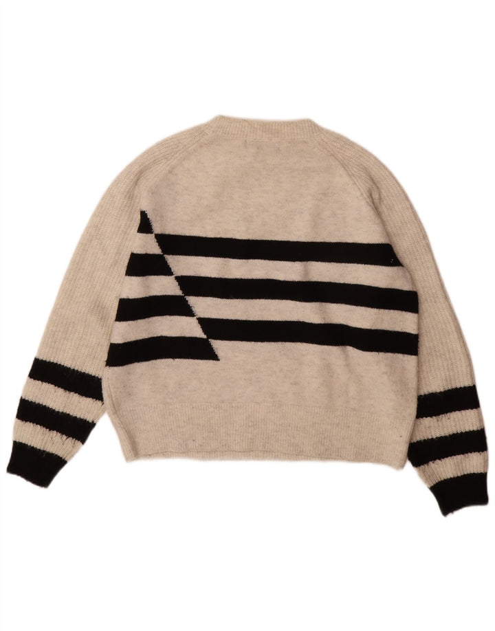 Maglione maglione girocollo da donna Marks & Spencer UK 14 Grigio medio a righe