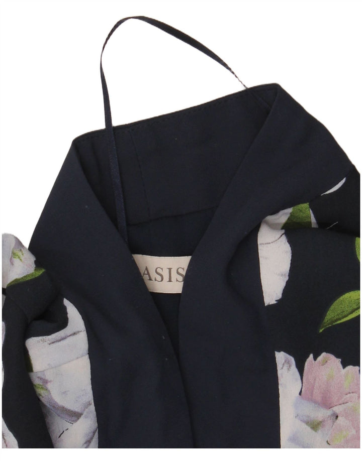 Top cardigan oversize da donna Oasis UK 12 medio blu navy floreale