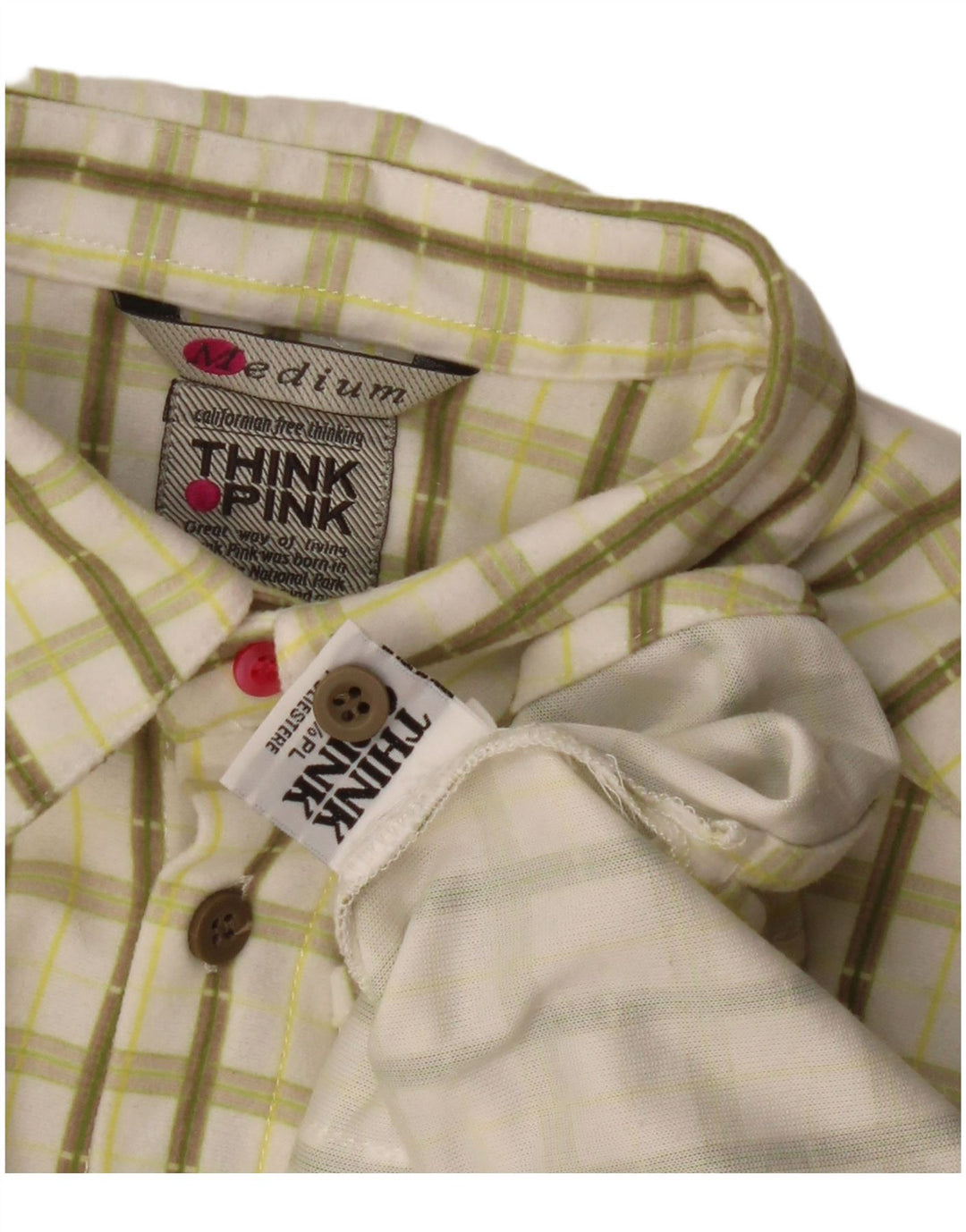 Camicia da ragazzo Think Pink 11-12 anni in poliestere a quadri bianco sporco medio