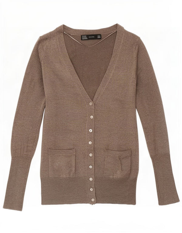 Maglione cardigan da donna Zara UK 10 piccolo rayon grigio