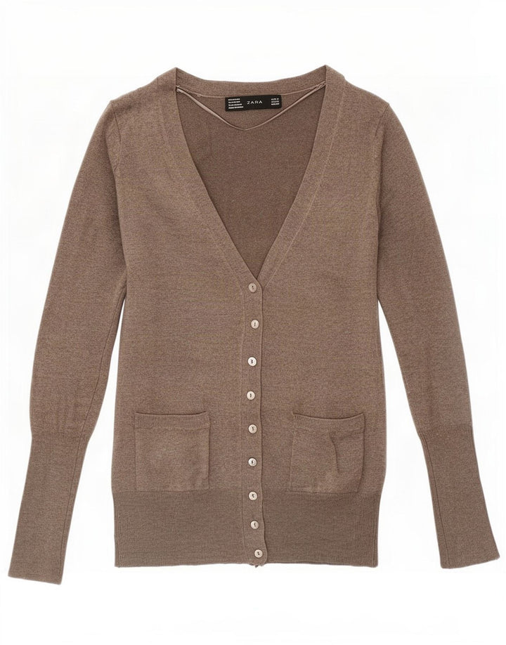 Maglione cardigan da donna Zara UK 10 piccolo rayon grigio