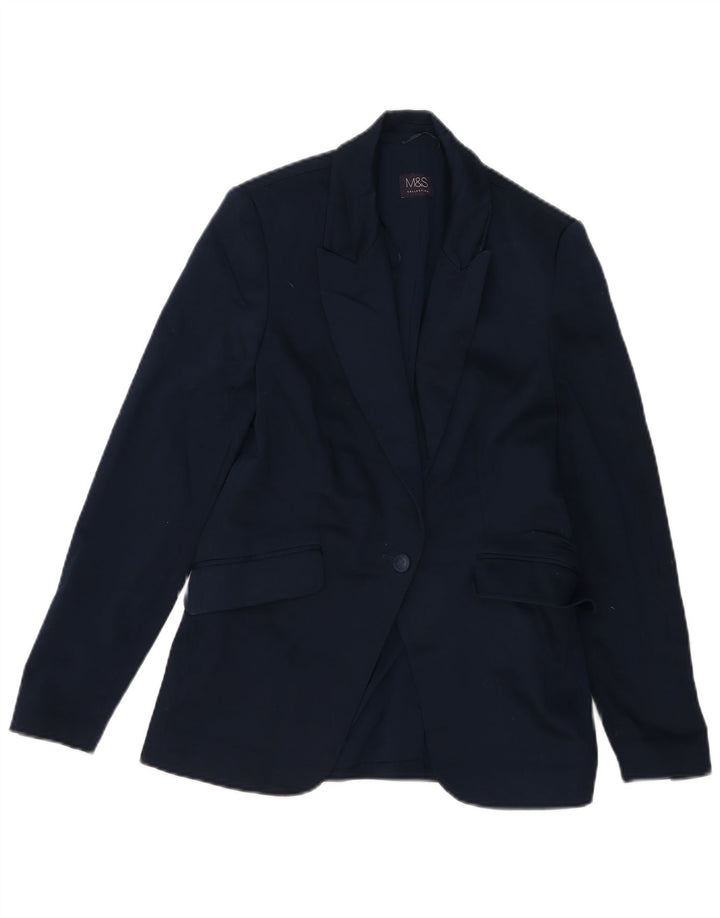 Giacca blazer a 1 bottone Marks & Spencer da donna UK 8 piccola in cotone blu navy