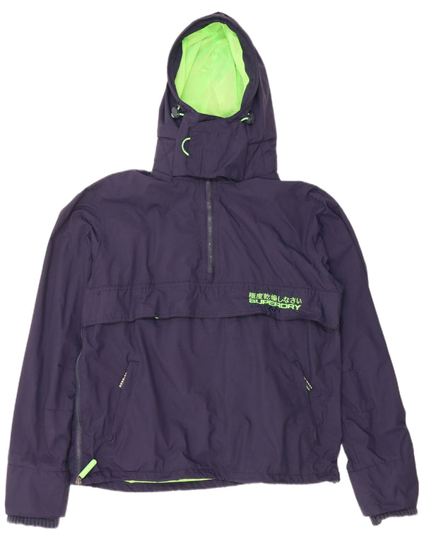 Giacca antipioggia da uomo con cappuccio grafico Superdry UK 42 XL nylon blu navy