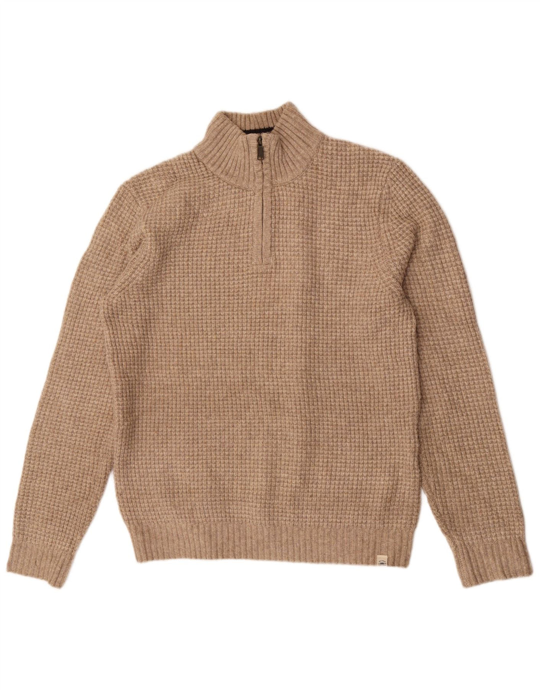 Maglione da uomo con collo con zip Fat Face, grande acrilico beige