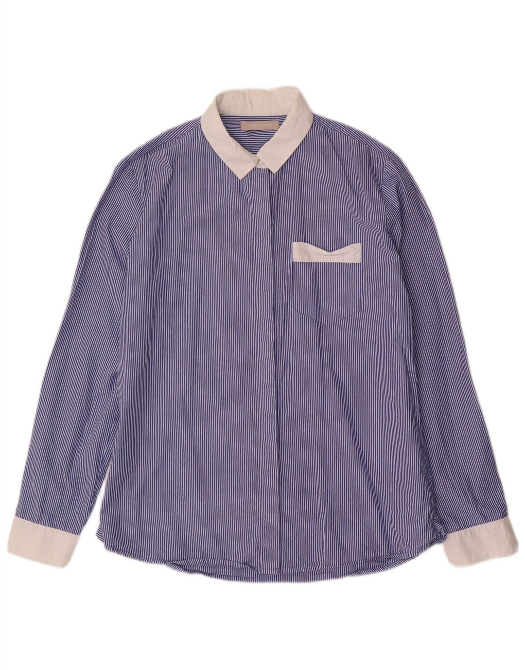 Camicia Donna STEFANEL IT 42 Gessato Blu Medio