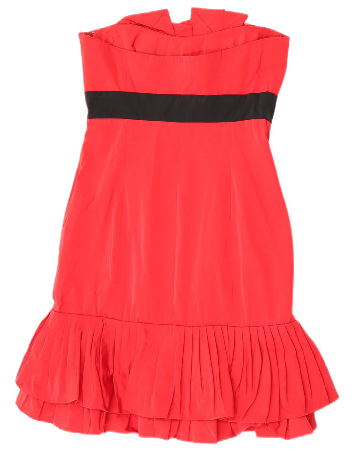 Abito senza spalline da donna Karen Millen UK 12 Poliestere color block rosso medio