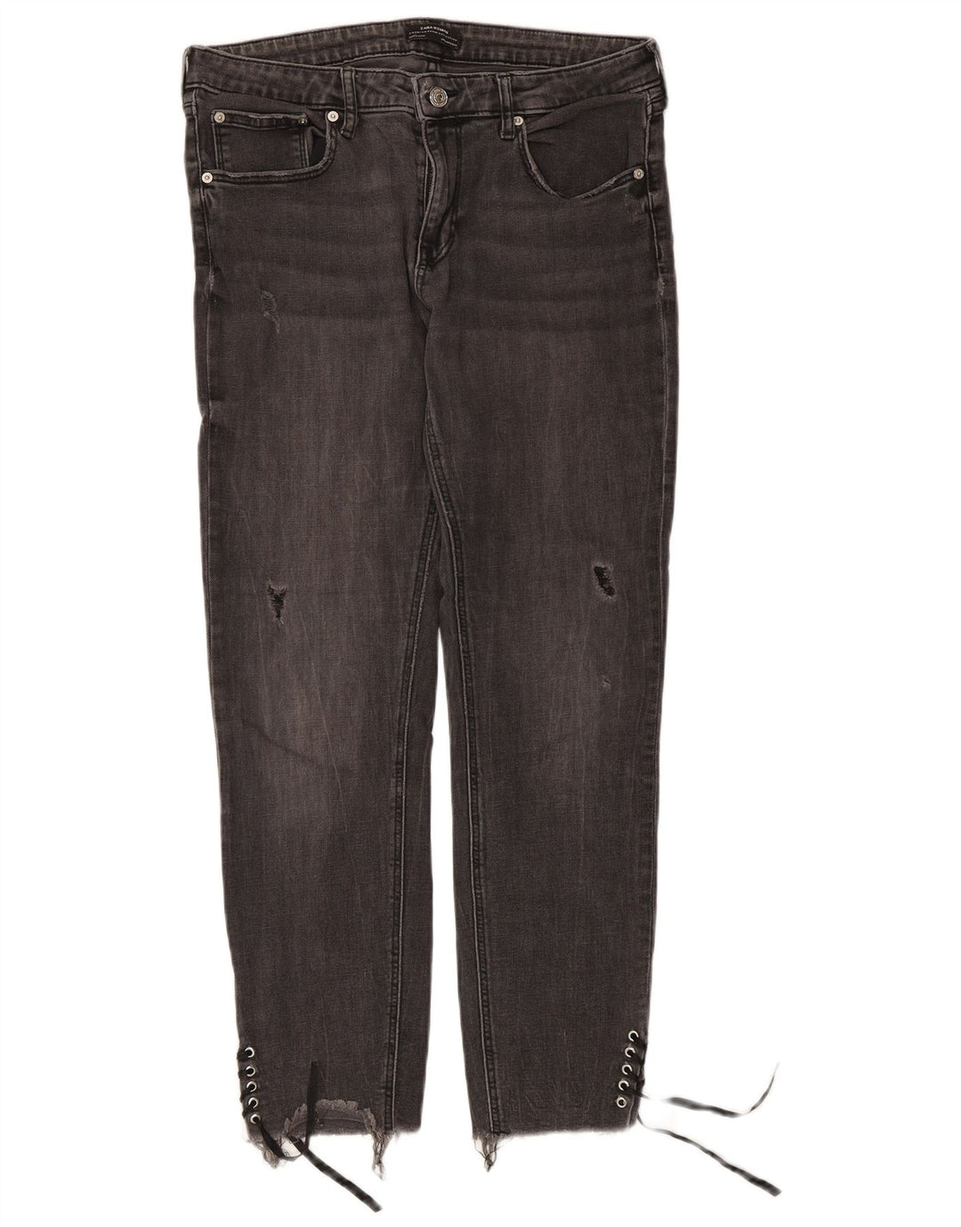 Jeans slim invecchiati Zara da donna EU 44 XL W34 L27 Grigio