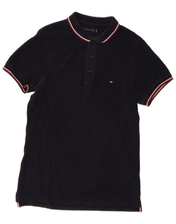 Polo slim fit da uomo Tommy Hilfiger piccola in cotone blu navy
