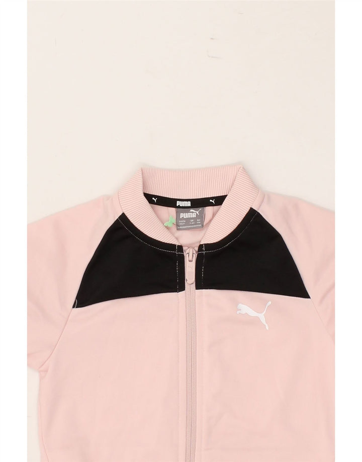 PUMA Girls Tracksuit Top Jacket 7-8 Years  Pink Colourblock Polyester Vintage Puma and Second-Hand Puma from Messina Hembry 