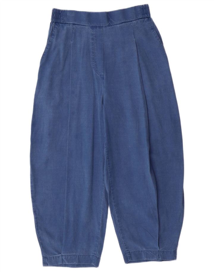 Pantaloni Capri affusolati da donna BENETTON piccoli W26 L22 blu Lyocell