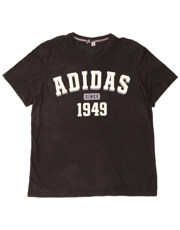 ADIDAS Mens Graphic T-Shirt Top 2XL Black Cotton