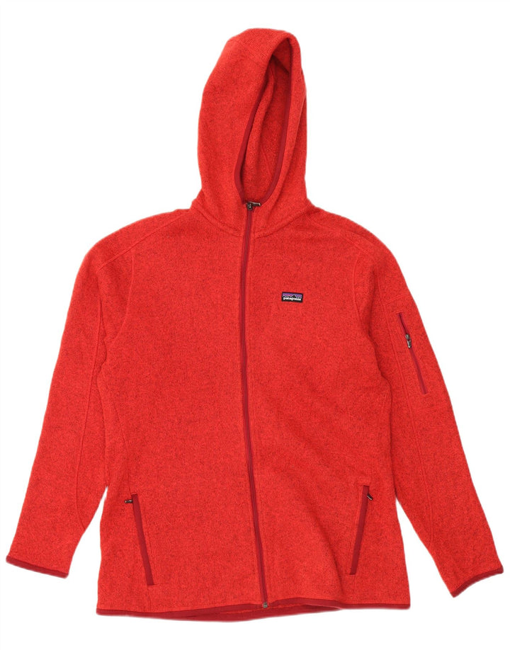 PATAGONIA Felpa con cappuccio e zip da donna UK 18 XL Poliestere rosso