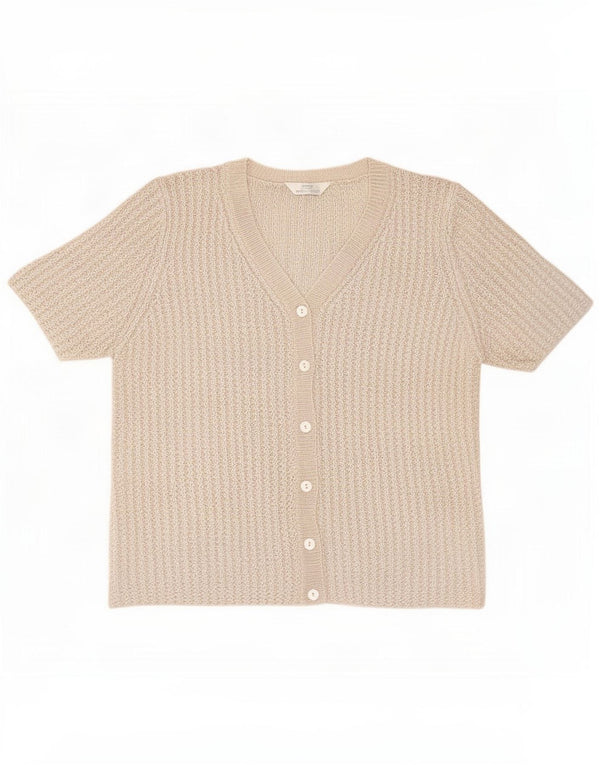 Maglione cardigan a maniche corte da donna Marks & Spencer UK 20 2XL Beige