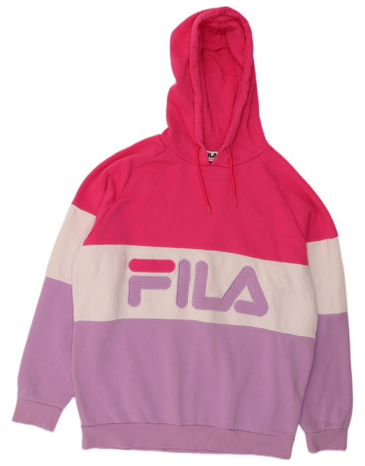 Maglione con cappuccio grafico da donna FILA UK 22 3XL Colourblock multicolore