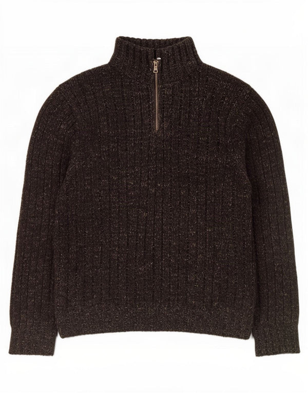 Maglione da uomo Marks & Spencer con zip e collo piccolo acrilico chiazzato nero