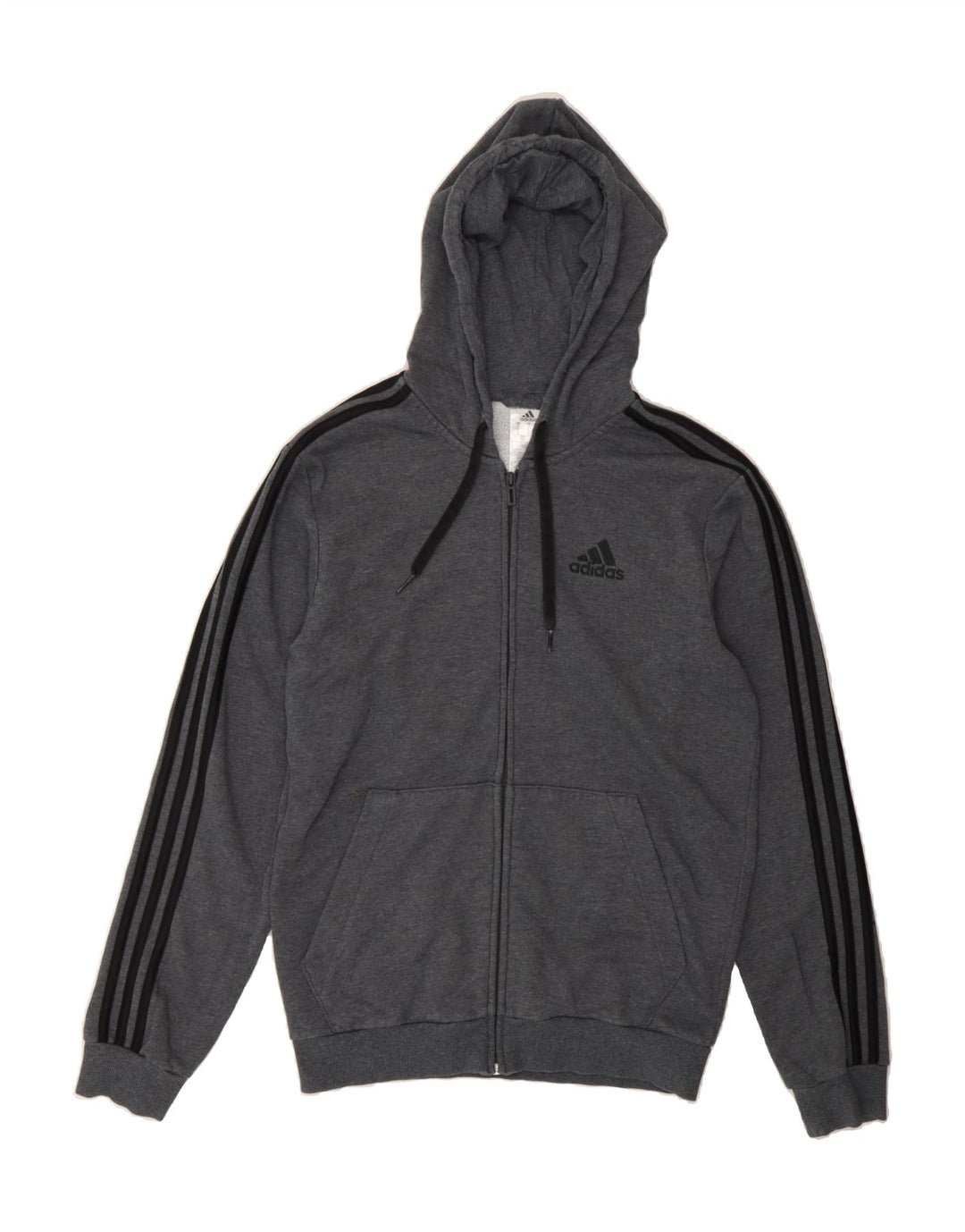 ADIDAS Mens Zip Hoodie Sweater Small Grey Polyester Vintage Adidas and Second-Hand Adidas from Messina Hembry 