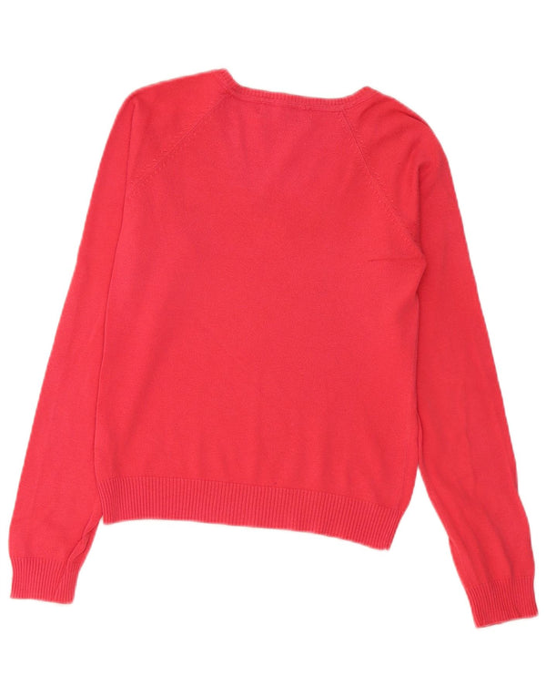 Maglione corto con scollo a V da donna Zara UK 12 cotone rosso medio