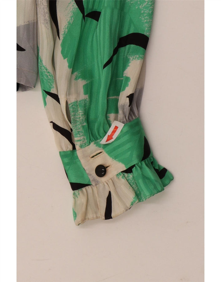 Camicetta vintage da donna con cravatta sul davanti UK 14 media multicolore