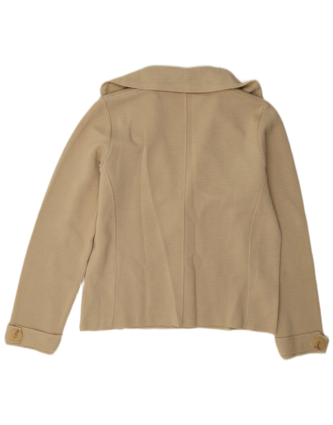 Giacca blazer da donna in maglia a 2 bottoni Hucke UK 14 grande in lana beige
