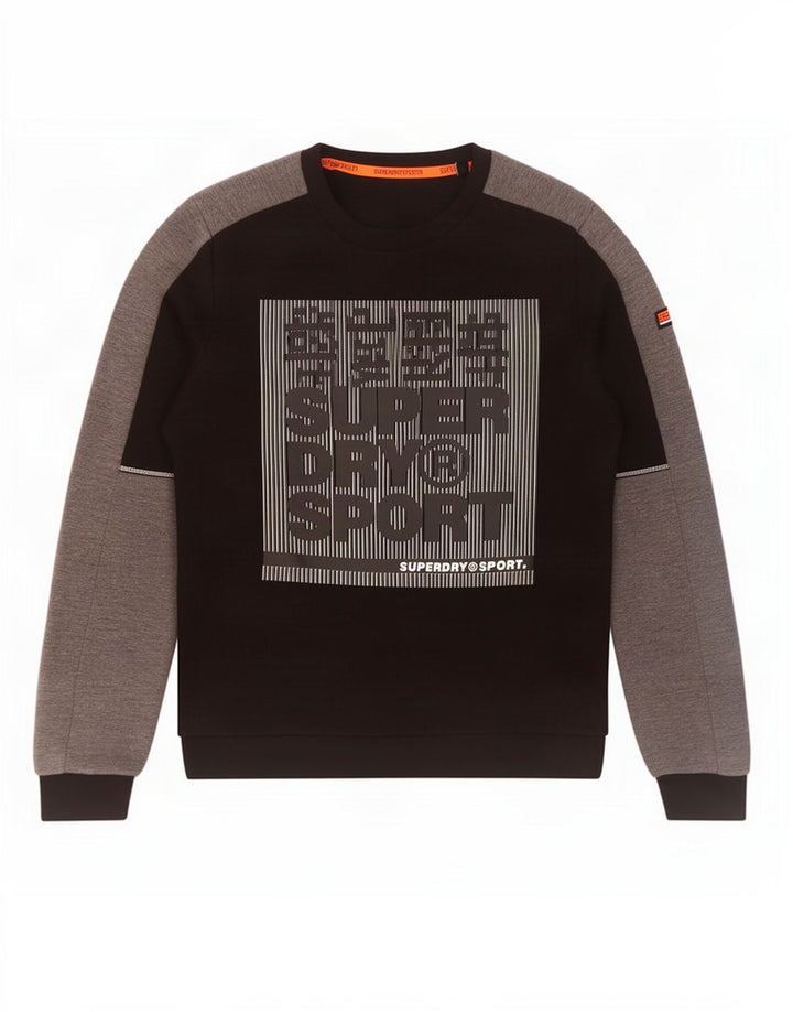 Felpa grafica da uomo Superdry Maglione grande poliestere color block nero