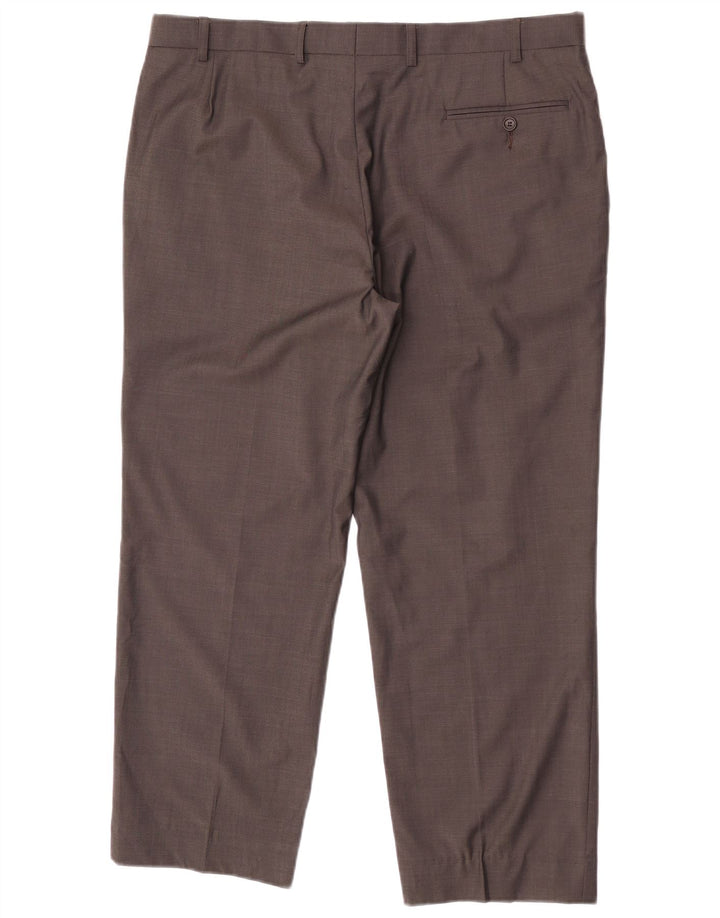 Pantaloni da abito vestibilità regolare da uomo Marks & Spencer W36 L29 lana marrone
