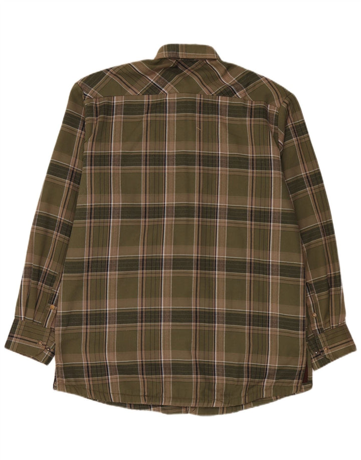 Bernwalt Camicia da uomo in flanella di cotone scozzese grande verde