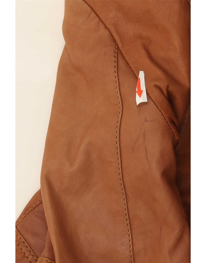 Giacca in pelle militare da donna Zara UK 14 Marrone medio