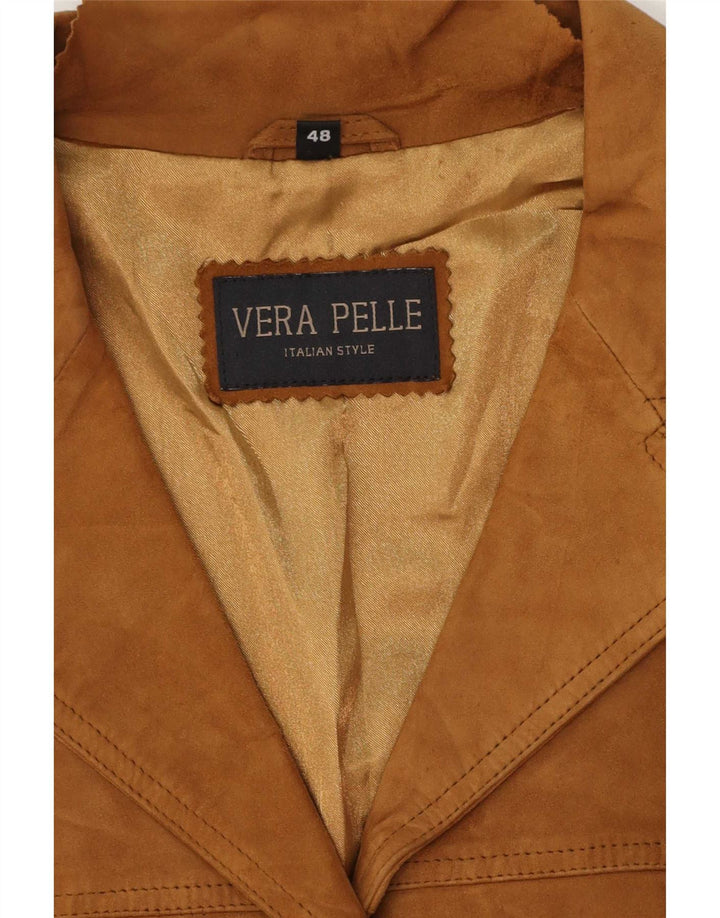 Giacca vintage da donna in pelle scamosciata IT 48 XL in pelle beige