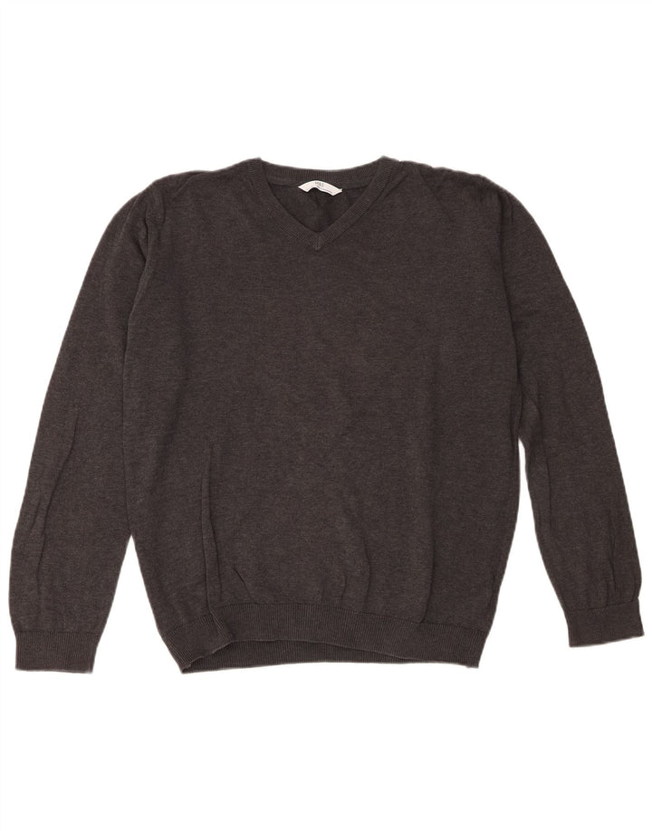 Maglione Marks & Spencer da ragazzo con scollo a V 14-15 anni in cotone grigio