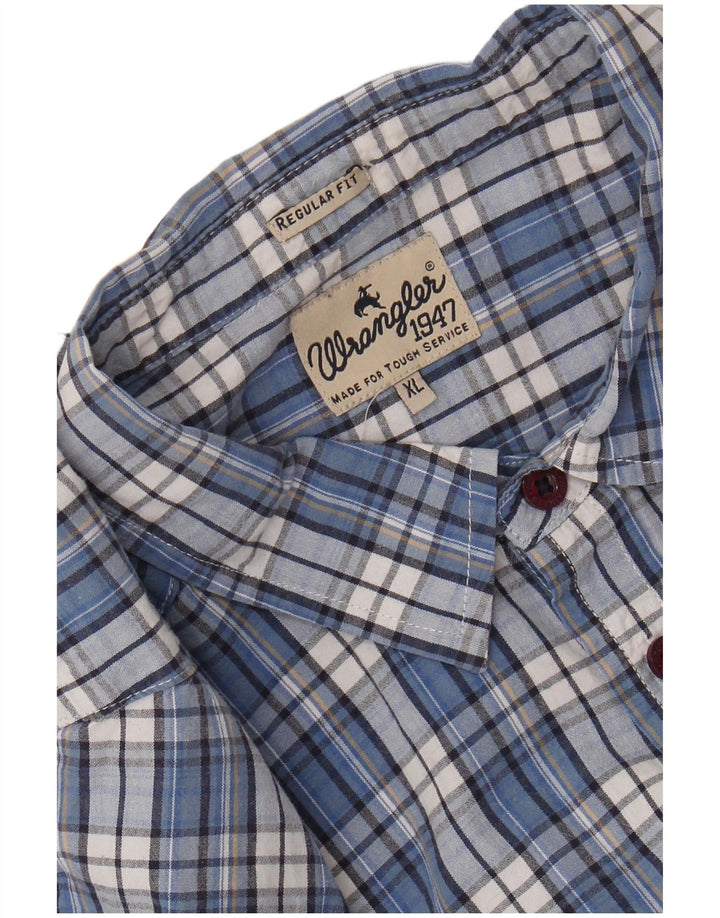 Camicia Wrangler da uomo a maniche corte vestibilità regolare XL blu a quadri