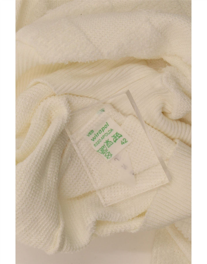 VINTAGE Womens V-Neck Jumper Sweater EU 42 Large Off White